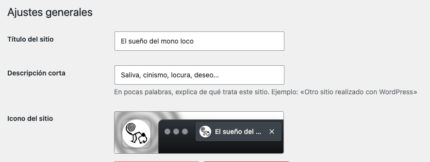 título, subtítulo e icono del blog